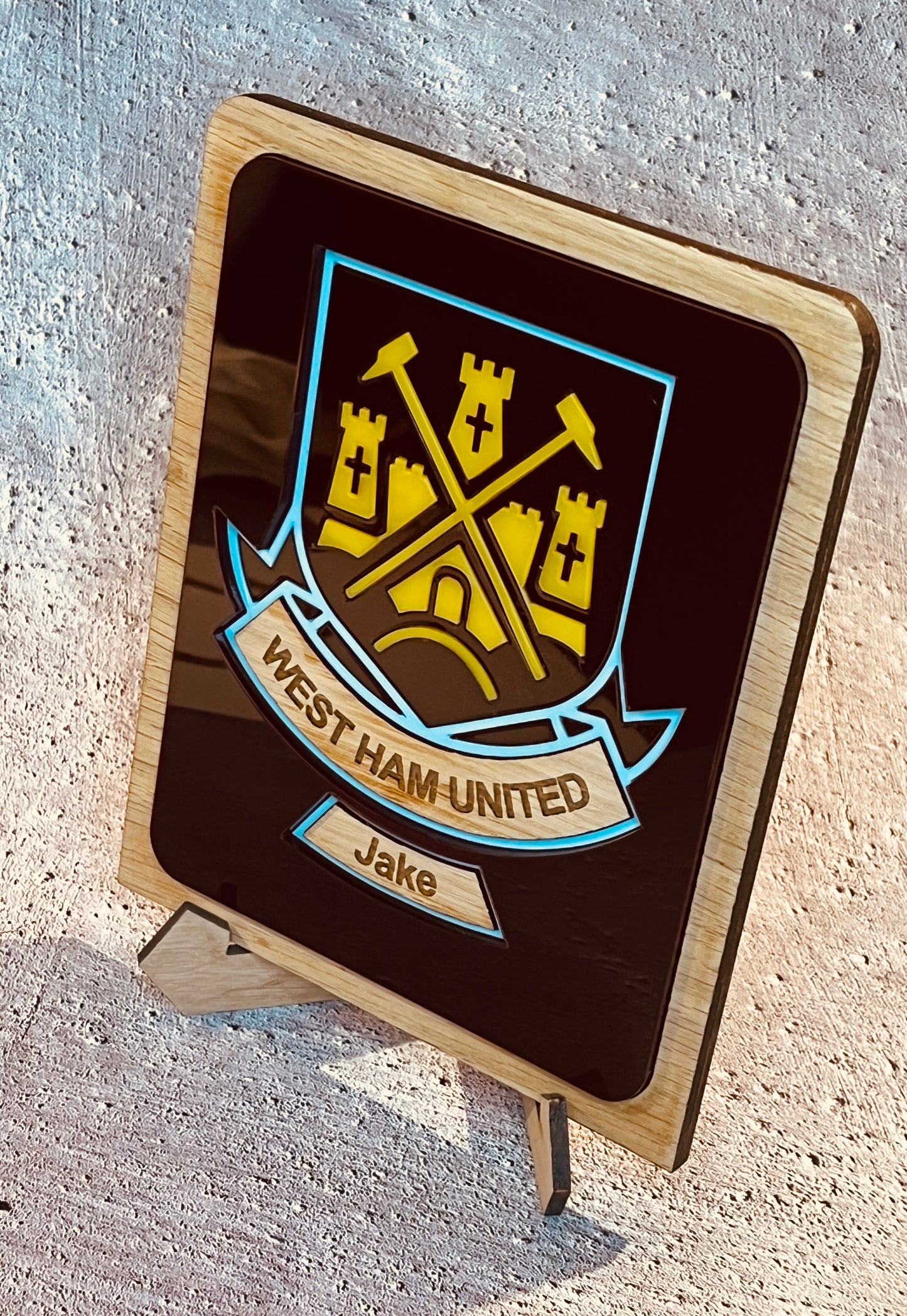 Personalised West Ham United Football Club plaque