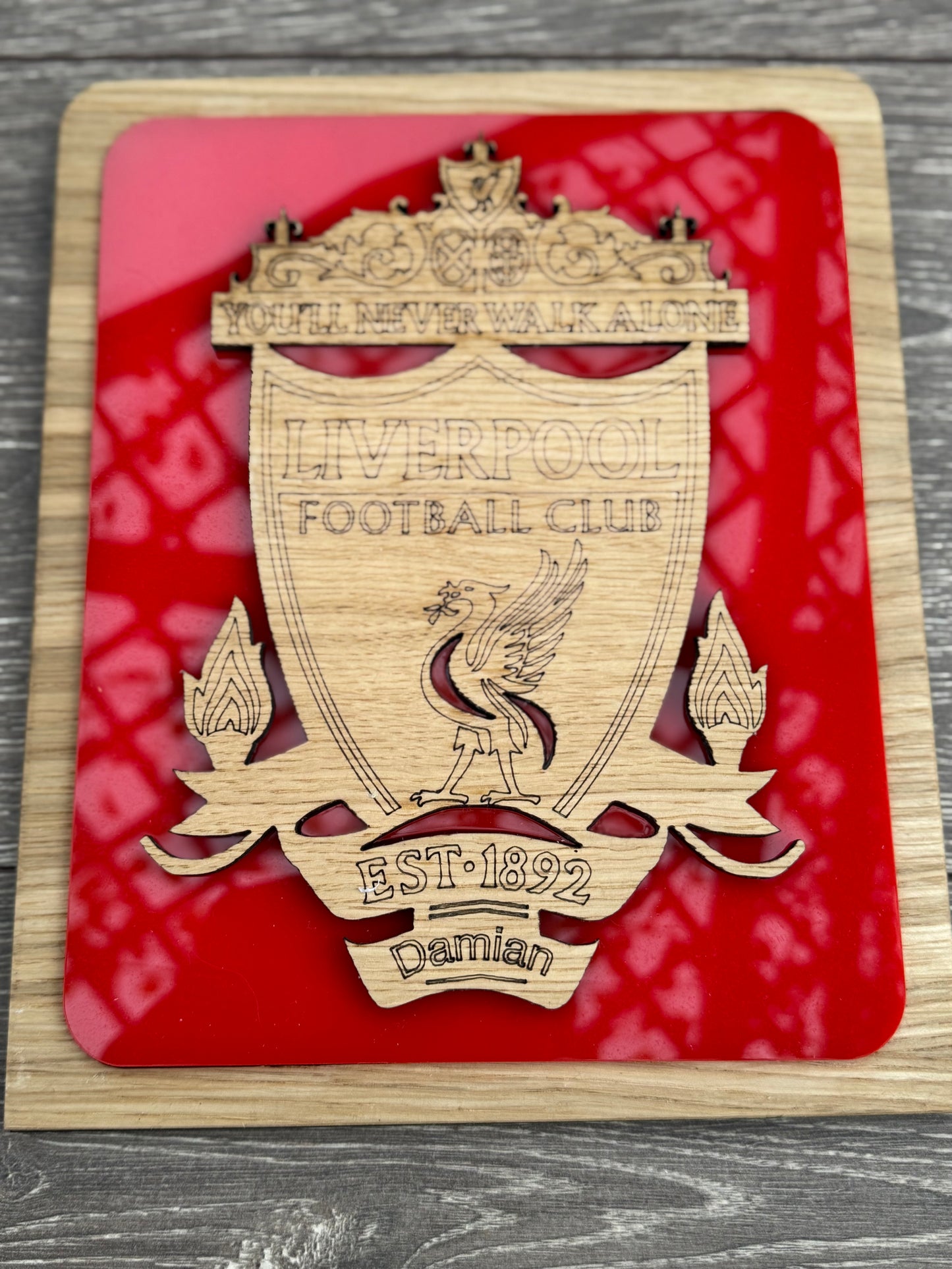 Personalised Liverpool Football Club plaque