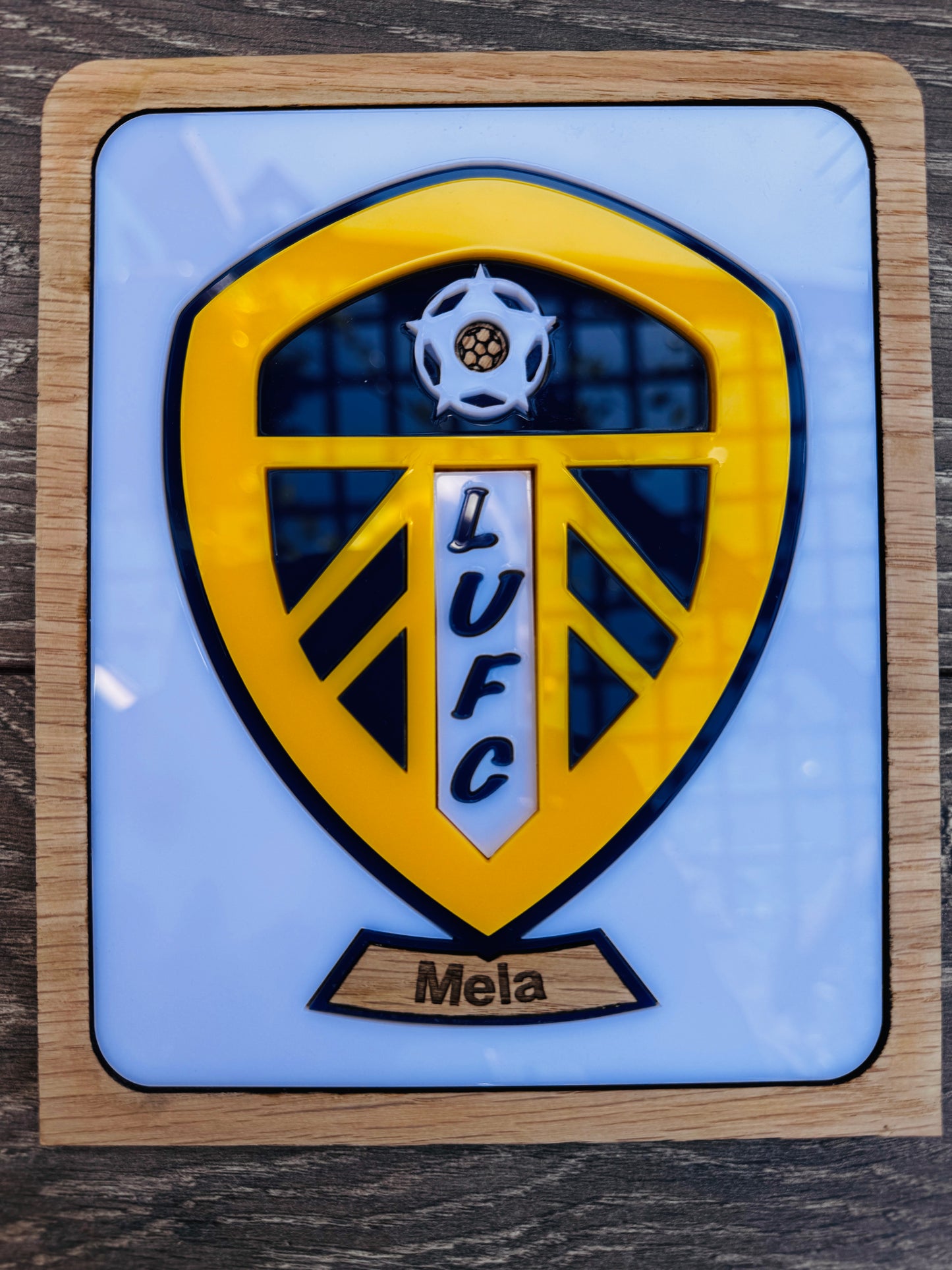 Personalised Leeds United Football Club plaque